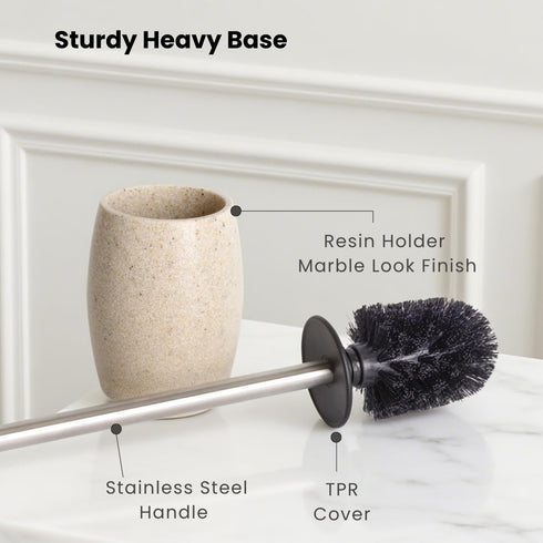 360 Set Clasin Home Toilet Bowl Brush and Holder with Stainless Steel Long Handle, Toilet Scrubber Brush with Durable