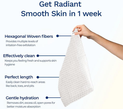 2 3 Pack) Sima Brand Exfoliating Washcloth Face & Body Scrub Towel - Japanese Exfoliating Towel with Hexagon Fibers