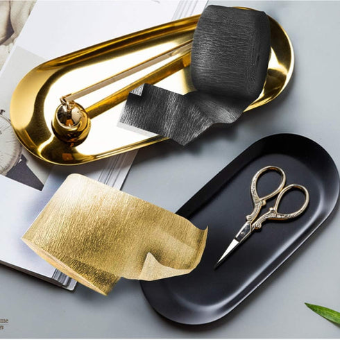 Crepe Paper Streamers Black and Gold (2 Rolls Each Color)