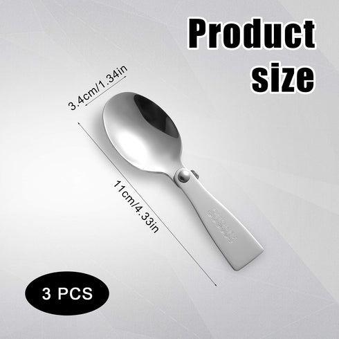 3pcs Replacement Spoon for Thermos, Foldable Spoon Portable Stainless Steel Spoon for Outdoors Travel Replacement Parts Compatible with Thermos Funtainer 10oz Food Jar