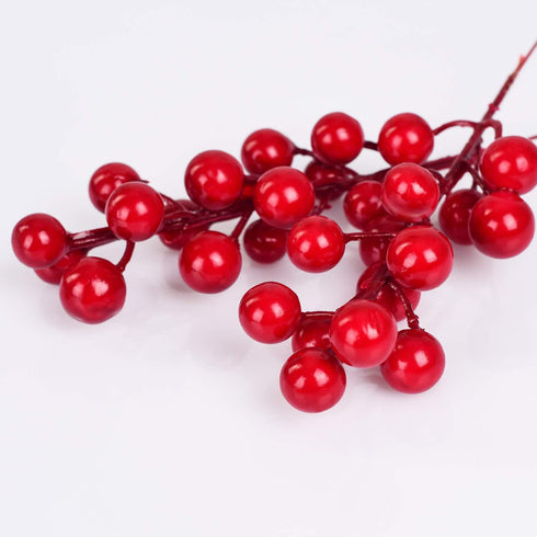 30pcs Lvydec Artificial Red Berry Picks - Christmas Holly Berry Branches Red Berry Stems for Holiday Home Decor