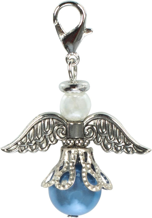 An Angel For The Bride, Something Blue and Silver Tone Zinc Metal Bouquet Charm, 1 x 1