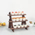 Wooden Display Riser, 3 Tier Organizer Showcase for Tabletop Shows, Farmhouse Cupcake Stands, Walnut Rustic Risers