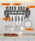 15.7'' Wall Mount Stainless Steel Utensil Holder, Multi-use Kitchen Storage Organizer Rack with Knife Holder