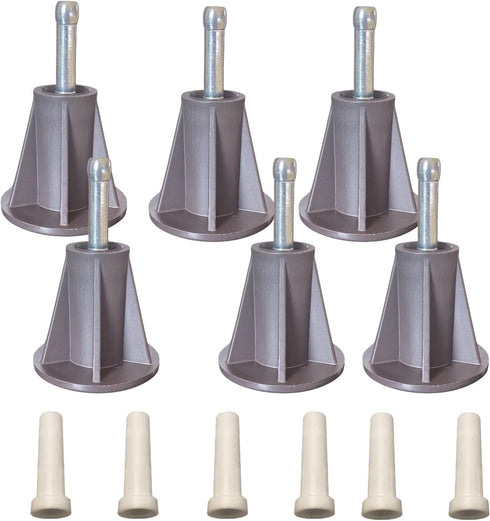 Home's Place Steel Stem Bed Frame Feet to Replace Wheels, Set of 6 Replacement Feet for Sturdy Bed and Floor Protection