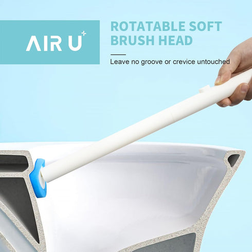 24 Count 1 1 1 (1 24) AIR U+ Disposable Toilet Brush, Toilet Bowl Cleaning System with Wand Refill, Clean Brush Starter