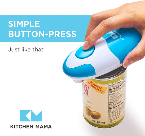 Kitchen Mama Auto Electric Can Opener, Safe, Easy One Touch, Battery Operated, Cordless, for Seniors with Arthritis