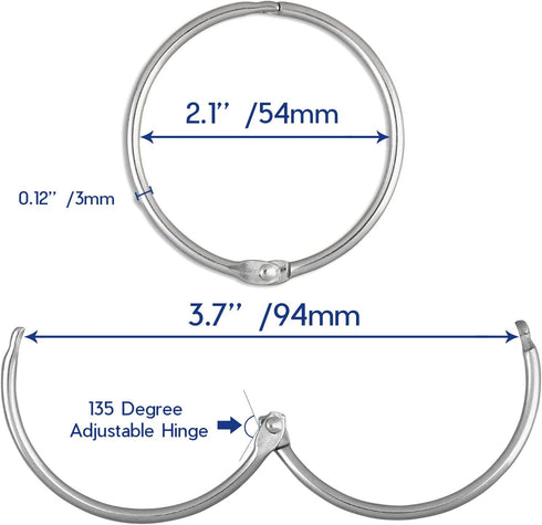 24 Pack Rust Proof Shower Curtain Rings, Circular Decorative Hooks for Bathroom, Metal Rings for Shower Curtain (Chrome)