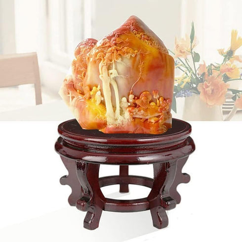 YARNOW Wooden Plant Stand, Rustic Flower Pot Base Holder Stool, Oriental Style Plant Saucer for Vase Display