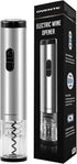 OVENTE Electric Wine Opener with Foil Cutter, Automatic Bottle Corkscrew Remover, Battery Operated, Silver WO1381S