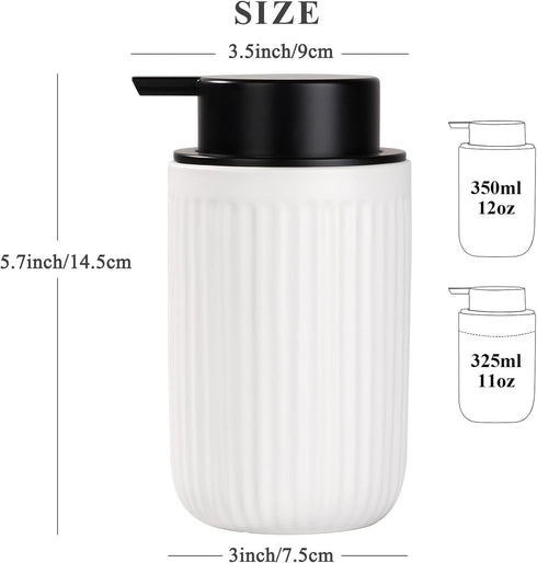 BosilunLife Foam Hand Soap Dispenser - White Ceramic Refillable Liquid Lotion Soap Dispenser for Countertop