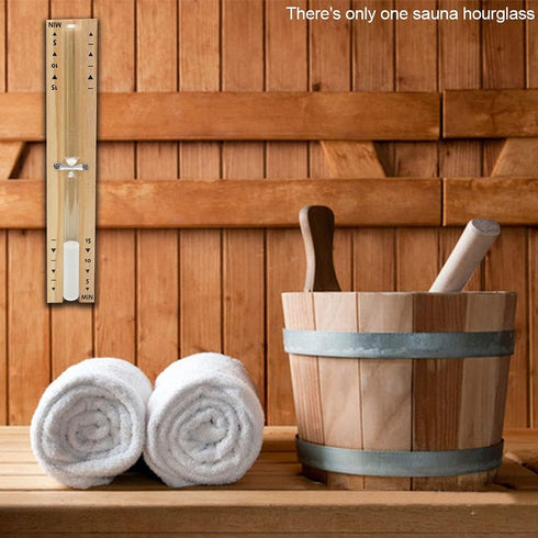 Sauna Hourglass Sand Timer, Beech Wood 15 Minutes Accurate Hour-Glass, Rotating Wooden Hour Glass (White Sand)