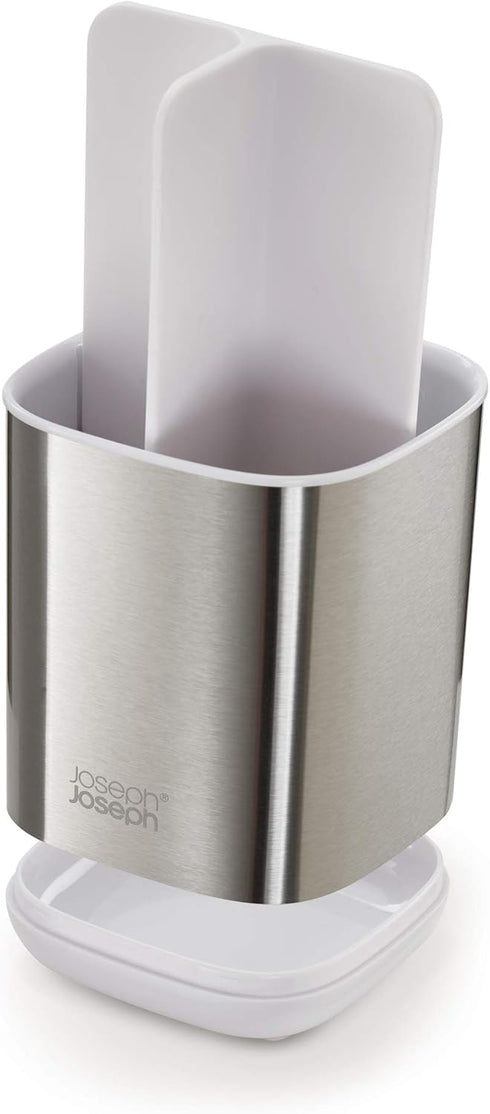 Countertop Joseph Joseph EasyStore Stainless-Steel Toothbrush Holder Bathroom Storage Organizer Caddy, Small