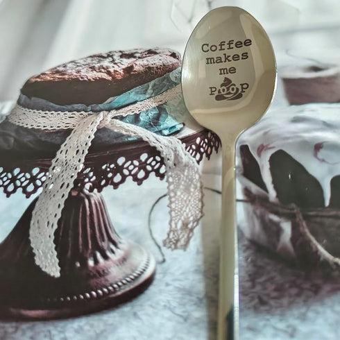 Coffee Makes Me Poop Spoon - Gifts for Coffee Lovers, Men, Women, Dad, Wife, Christmas, Birthday, Friends