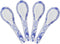 Set of 4 Porcelain Chinese Knot Blue Floral Soup Spoons, 5-Inch
