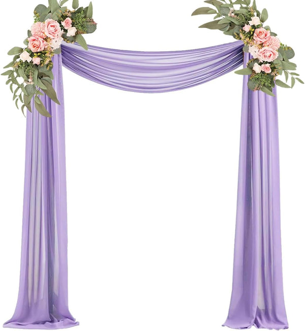 Lavender Wedding Arch Draping Fabric, 29" x 20FT Sheer Chiffon Tulle Drapes for Ceremony, Arbor, Party Decoration