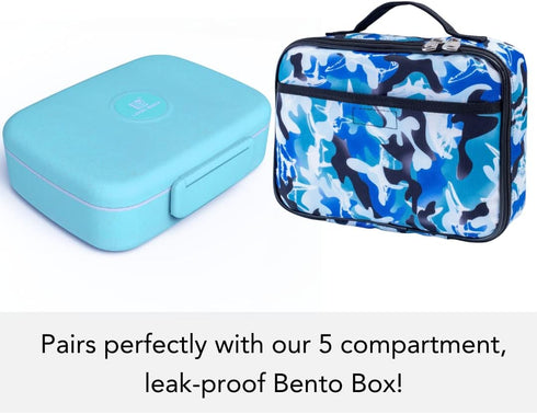 Fenrici Lunch Box for Boys, Kids Insulated Lunch Bag, Spacious, BPA Free, Food Safe, Shark, Camo