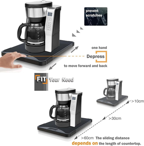 ARGOMAX Rolling Tray for Appliances, Coffee Maker Slider, 10.3'' W × 15.3'' D, Suitable for Coffee Machines, Air Fryers