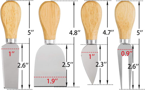 GLE2016 8 Set PCS Cheese Knives, with Wood Handle Stainless Steel Cheese Slicer Cheese Cutter,include:Mini Knife