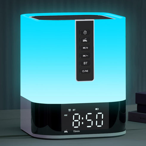 APUZOM White Noise Sound Machine Alarm Clock with Bluetooth Speaker, 48 Night Light,