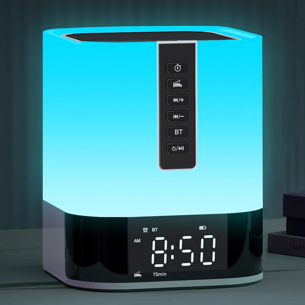 APUZOM White Noise Sound Machine Alarm Clock with Bluetooth Speaker, 48 Night Light,