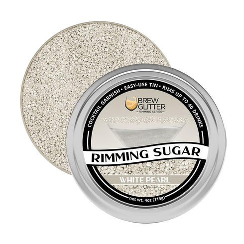 Rimming (4oz, 1x Brew Glitter - White Sugar Bar Tin) Cocktail Garnish for Mixed Drinks & Refreshments