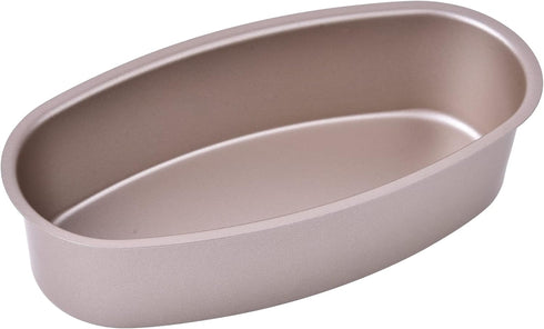 Ellipse Cheese Cake Pan, 8-Inch Non-Stick Oval Bakeware for Cake, Bread, and Meat, Champagne Gold