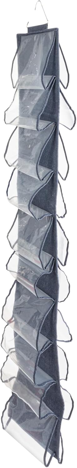Household Essentials Over-the-Door Cotton Blend and Plastic Shoe Organizer with 20 Storage
