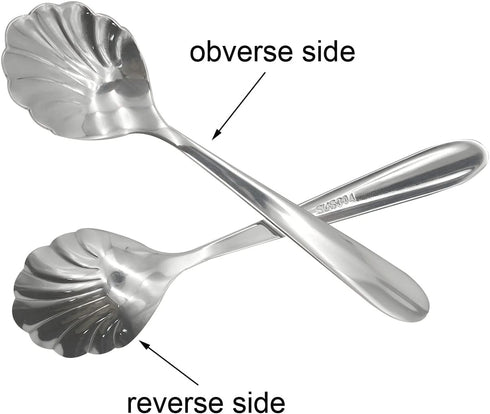 2Pcs Shell Shape Stir Spoons 18/10(304) Stainless Steel Sugar Spoon Vintage 4.96inch Teaspoons for Coffee, Afternoon tea, Dessert, Espresso, Cappuccino, Demitasse, Yogurt, Home, Bar