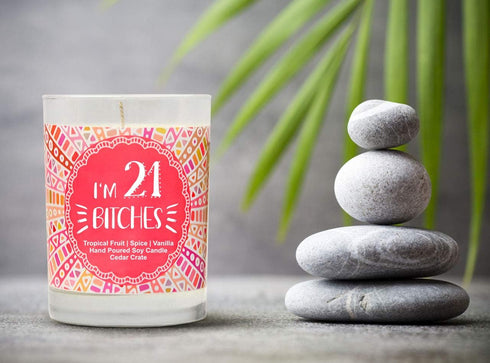 21st Birthday Gift for Her | Funny Scented Candle for Daughter, BFF, Sister - Tropical Fruit, Spice, Vanilla