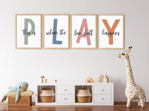 Baccone 8x10 Inch Set 4 Kids Playroom Wall Art Boys Room Wall Decor Childrens Playroom Canvas Prints Baby Boy Kids Room
