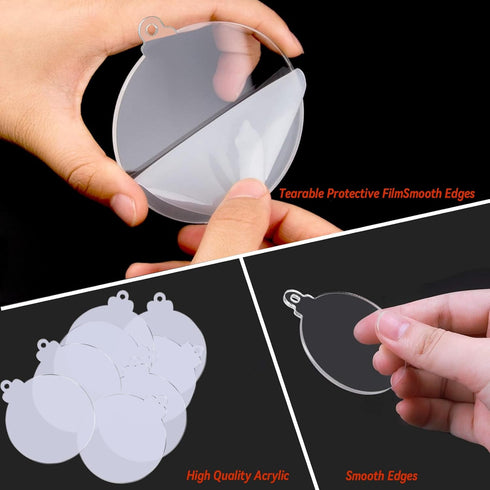 Acrylic Ornaments Blanks, 50Pcs Acrylic Blanks & 50Pcs Stickers for DIY Christmas Ornaments Decoration