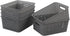Grey Plastic Storage Basket, 10.03" x 7.67" x 4.05", Set of 6 Packs