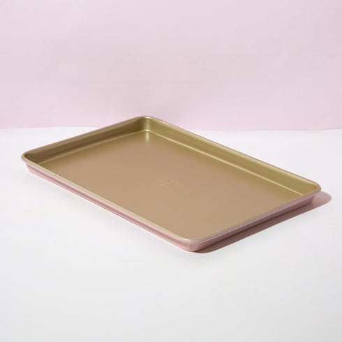 Paris Hilton Nonstick Carbon Steel Bakeware Collection, 15-Inch x 10-Inch Cookie Baking Sheet, Pink Champagne