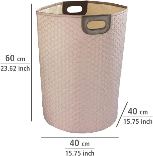 Wabo Round Laundry Basket with Handles, Taupe Honeycomb Motif Hamper