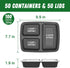 50 Pack (100-Piece) 32 oz 3-Compartment, Meal Prep Containers Reusable with Lids To Go Take Out Plastic Food Storage