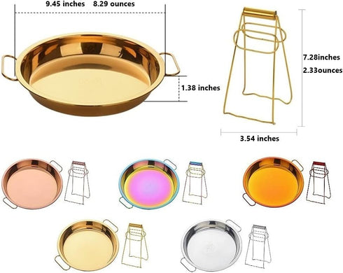 Buyer Star 9 Inch Stainless Steel Steaming Tray - Cold Noodle Plate, Baking Tray, Round Dinner Plate, Silver