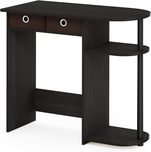 Furinno Go Green Home Laptop Desk/Table, 2 Drawer Bins, Espresso/Black/Brown