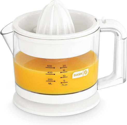 Dash Citrus Juicer Extractor: Compact Juicer for Oranges, Lemons, Limes & Grapefruit with 20 oz Pitcher (White)