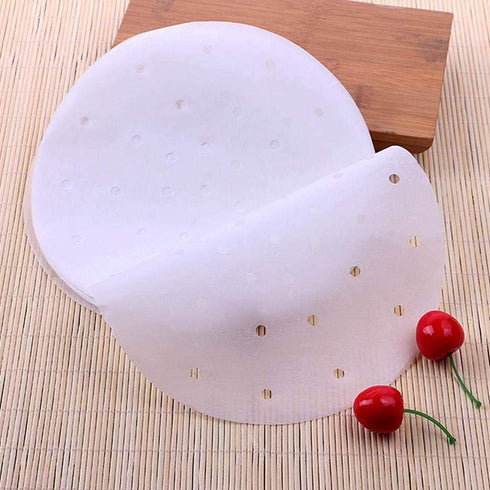 100pcs Air Fryer Liners, 10 inches Bamboo Steamer Liners, Non-stick Steamer Mat Liner for Baking Cooking