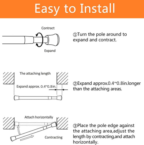 KXLIFE 6 PCS Small Spring Tension Curtain Rod 7.5-11.5 Inch, Adjustable No Drilling for Window