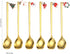 Coffee Spoons Gold Silverware Christmas 6 Pieces Small Stainless Steel Flatware Xmas Decorative Pendants Cute Drinking Stirrers for Festive and Daily Kitchen Utensils