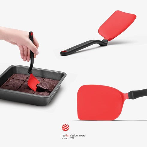 Dreamfarm Mini Chopula, 3-In-1 Flexible Kitchen Spatula for Flipping, Chopping, Serving, Safe for Non-Stick Pans, Red