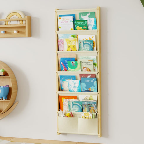 BPMFDTNL Wood 6-Tier Wall Mounted Kids Bookshelf Floating Book Shelf For Kids Rooms,Nursery