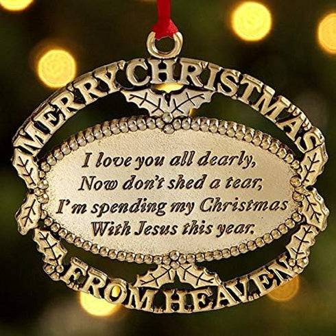 Gold Plated Keepsake Memorial Ornament with Poem, Gift Box, Christmas Tree