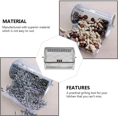 Hemoton 2pcs Stainless Steel Rotary Grill Oven Baking Cage, BBQ Grilled Cage for Air Fryer Toaster Oven