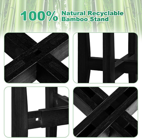 8 12 Inches Rnined Plant Stand Indoor, Bamboo Plant Shelf, Adjustable Corner Plants Flower Holders Single Floor Plant