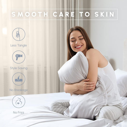 2-Pack Set Box-2-Piece Set, Elegant Comfort Cooling Viscose Satin Pillowcase with Hidden Zipper Closure, Silky Smooth