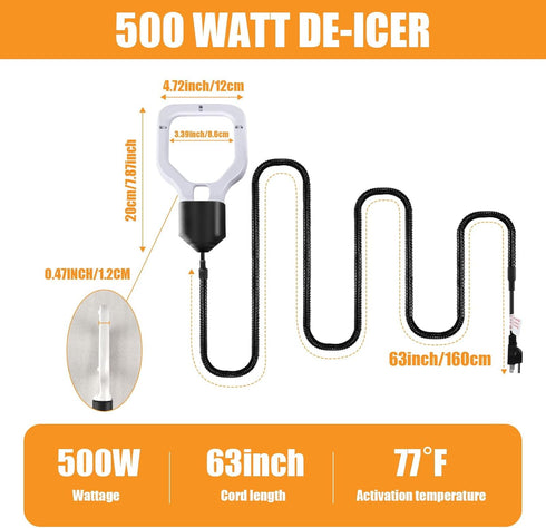 500W Kardeep Bird Bath Heater, Cast Aluminum Submergible Stock Tank Heater De-icer Thermostatic Control Chicken Water