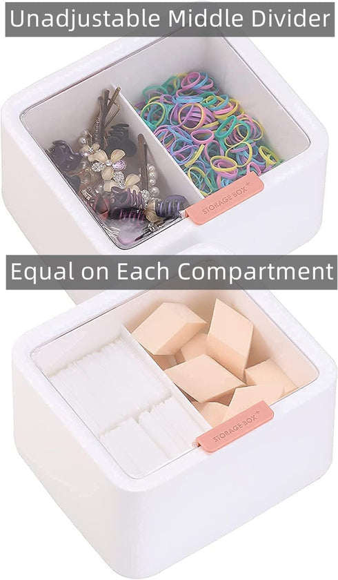 Tecbeauty 2 Slot Cotton Swab Ball Qtip Holder Jar, Plastic Container Dispenser Box with Hinged Lid for Bathroom Home